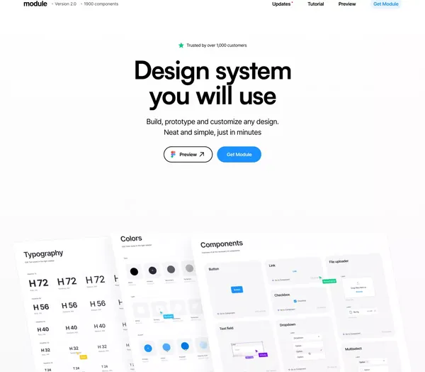 Design system for Figma - Module. UI Kit - Landing design inspiration