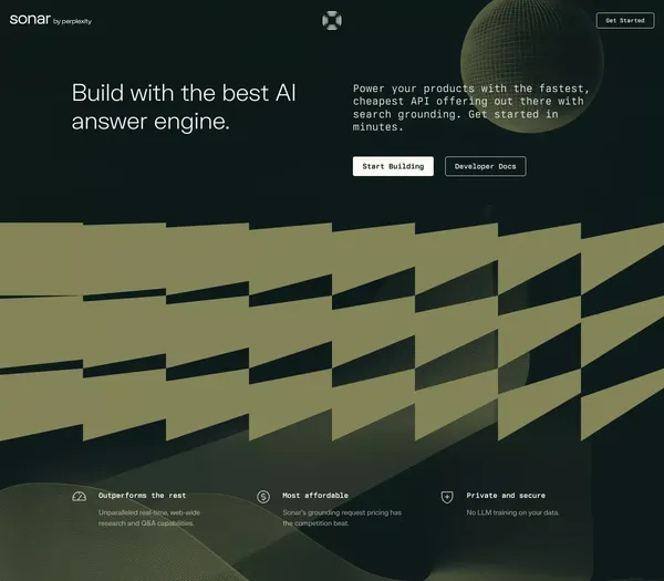 Sonar by Perplexity - Landing design inspiration