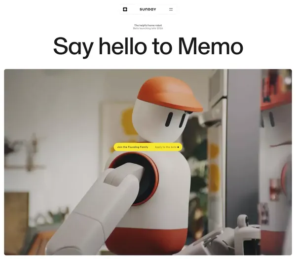 Sunday Robotics | The helpful robotics company - Landing design inspiration