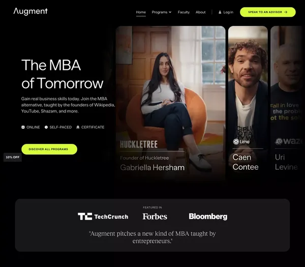 Augment.org | The Best MBA Alternative - Landing design inspiration