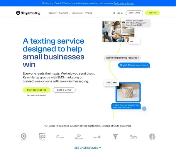 Text Message Marketing Platform & SMS Service | SimpleTexting - Landing design inspiration