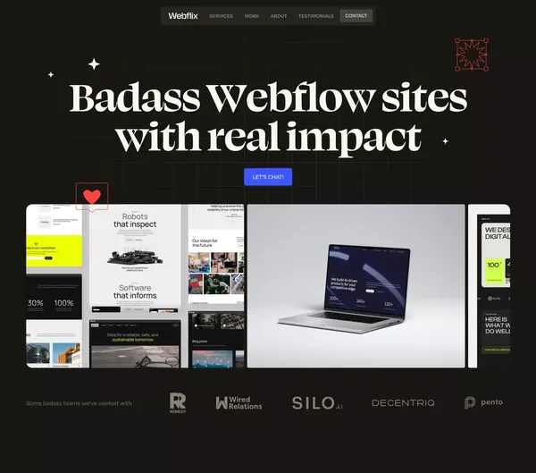 Webflix Studio | Supporting badass marketing teams with top-notch design and development. - Landing design inspiration