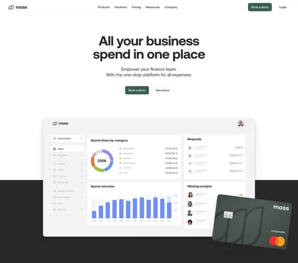 Moss: The all-in-one spend management platform - Landing design inspiration