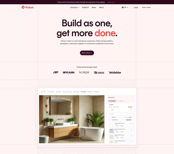 Rubus | Residential construction software - Landing design inspiration