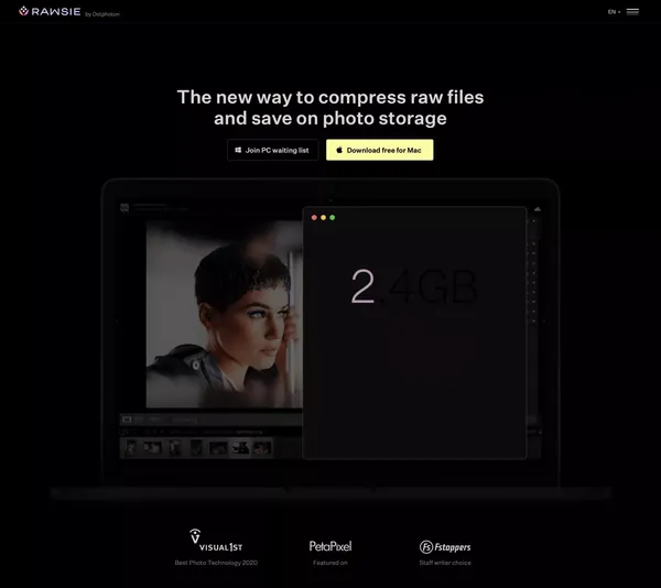 Rawsie – Reduce RAW image file size by up to 80% - Landing design inspiration
