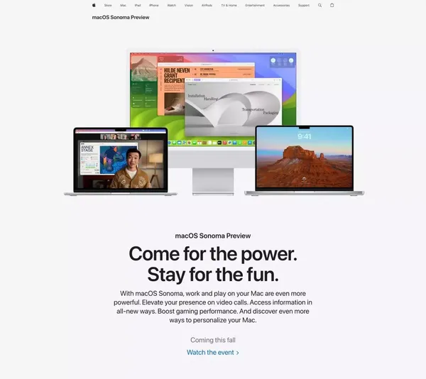 macOS Sonoma Preview - Apple - Landing design inspiration