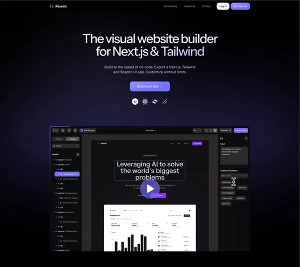 Reweb — The visual website builder for developers - Landing design inspiration