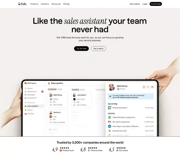 folk, like the sales assistant your team never had - Landing design inspiration