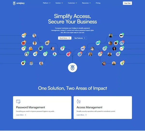 Uniqkey: Simplify Access and Secure your Business - Landing design inspiration