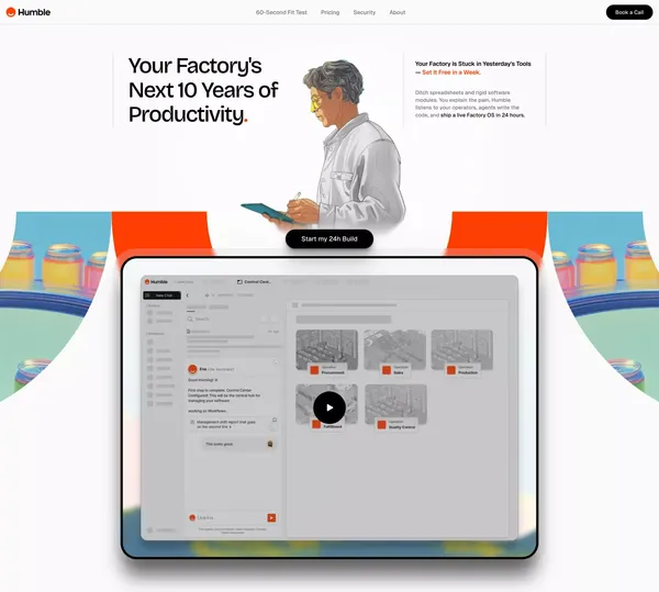 Humble - AI For Smart Manufacturing - Landing design inspiration