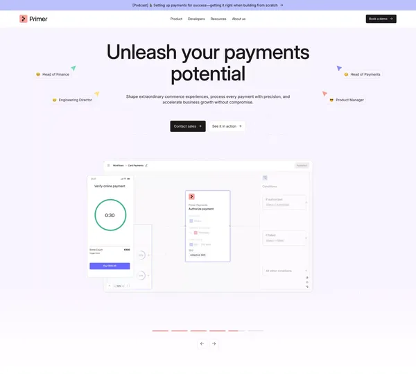 The unified infrastructure for global payments and commerce | Primer - Landing design inspiration