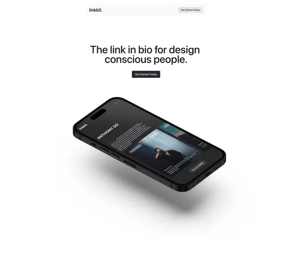 The link in bio for design conscious creatives. | Link-Kit - Landing design inspiration