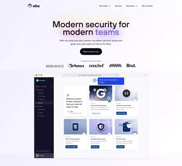 Empower your employees, protect your company | elba - Landing design inspiration
