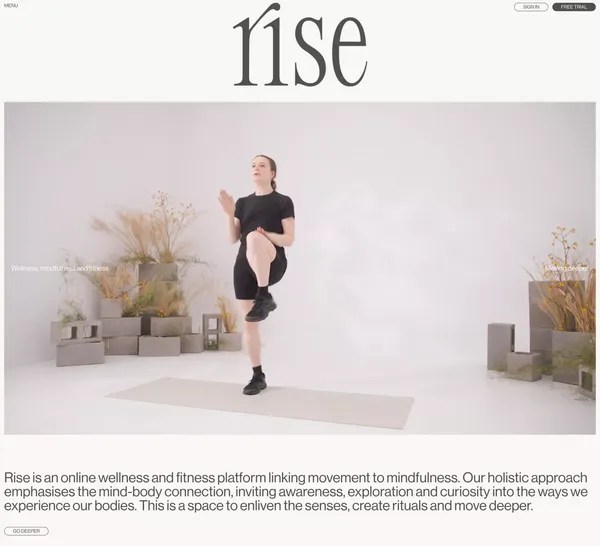 Wellness, Fitness, Movement, Mindfulness Platform| Rise - Landing design inspiration