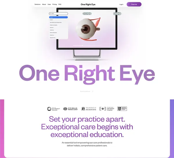 One Right Eye - Landing design inspiration