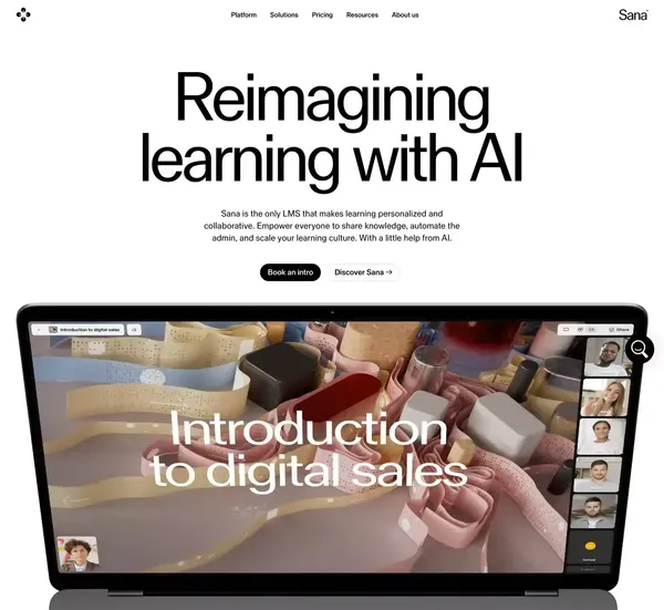 Personalized, collaborative learning | Sana Labs - Landing design inspiration