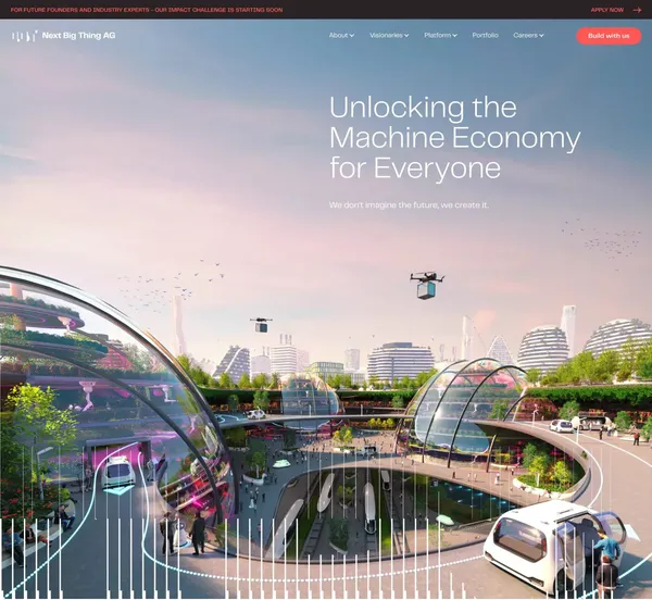 Next Big Thing AG (NBT) is the leading venture studio and technology provider for the Internet of Machines | Next Big Thing AG - Landing design inspiration