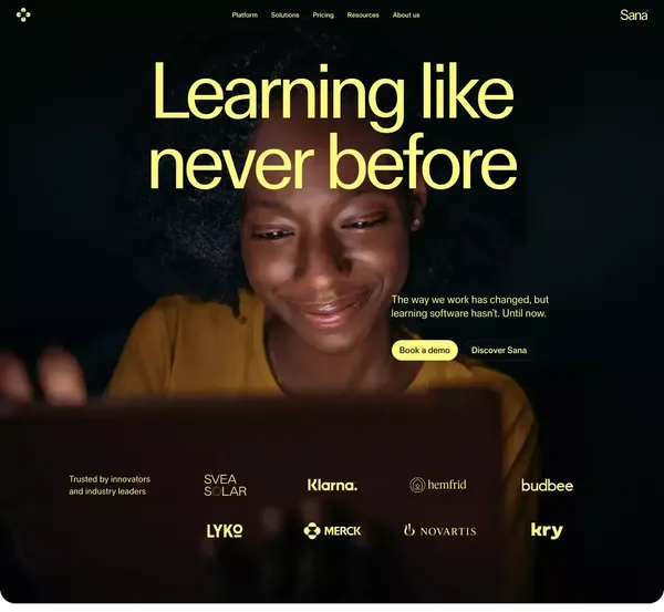 Personalized, collaborative learning | Sana Labs - Landing design inspiration