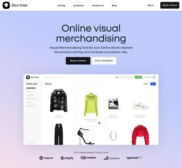 Online Visual Merchandising Interface | Sortler.com - Landing design inspiration