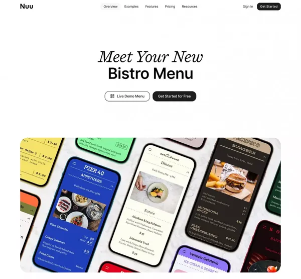 Nuu · Contactless QR Code Menus for Restaurants - Landing design inspiration