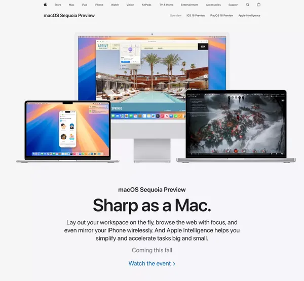 macOS Sequoia Preview - Apple - Landing design inspiration