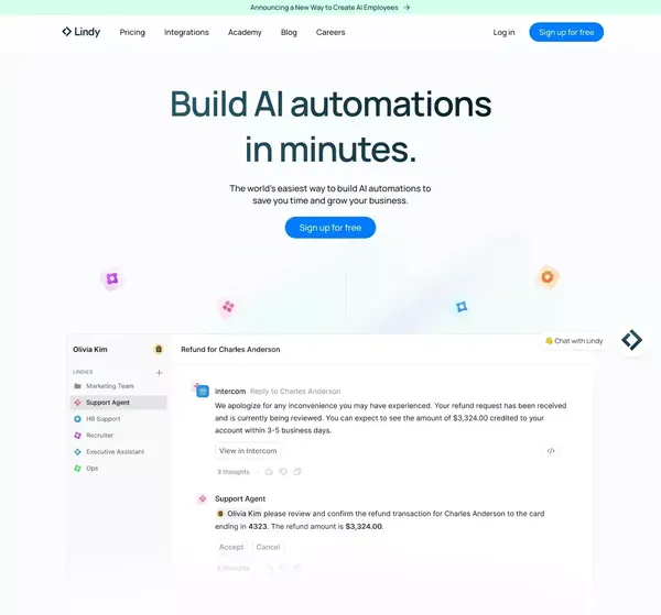 Lindy.ai — Meet Your AI Assistant - Landing design inspiration