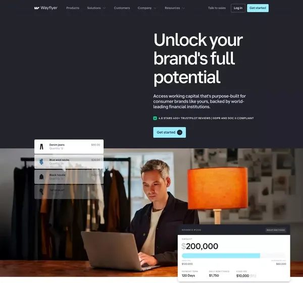 eCommerce, Amazon & Wholesale Funding | $5K-$20M | Wayflyer - Landing design inspiration