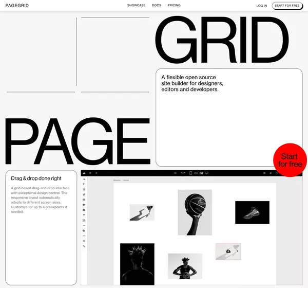 PAGEGRID – A flexible open source site builder - Landing design inspiration