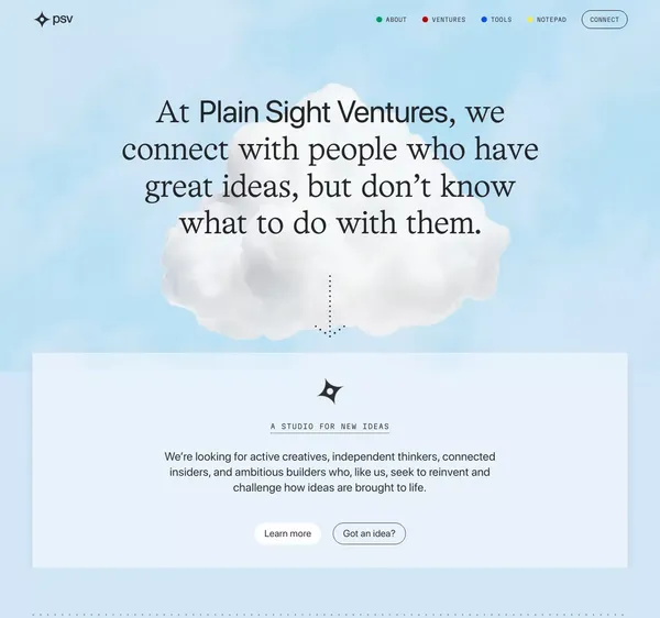 Plain Sight Ventures - Landing design inspiration