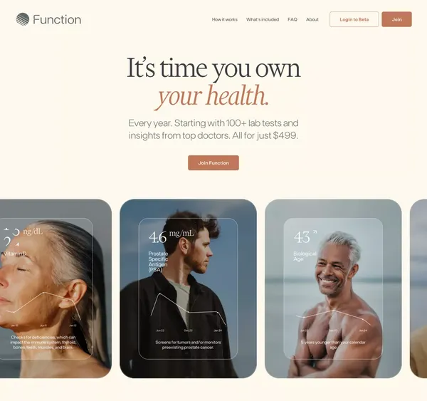 Function Health • 100 Healthy Years - Landing design inspiration