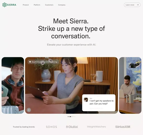 Sierra - The Conversational AI Platform - Landing design inspiration