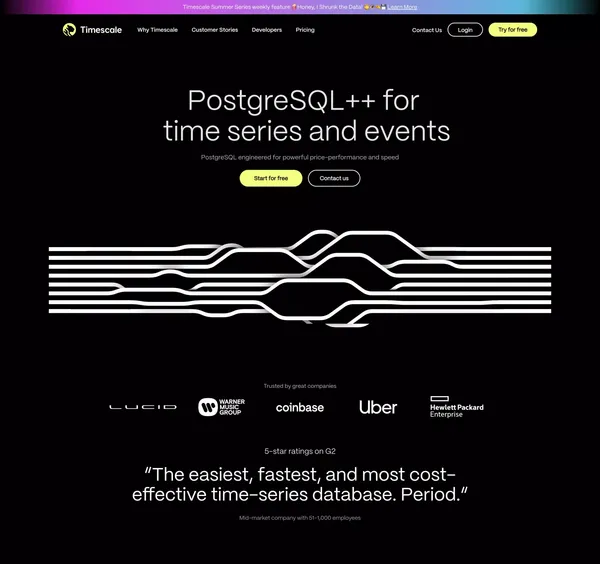 Timescale is PostgreSQL++ for time series and event data | Timescale - Landing design inspiration