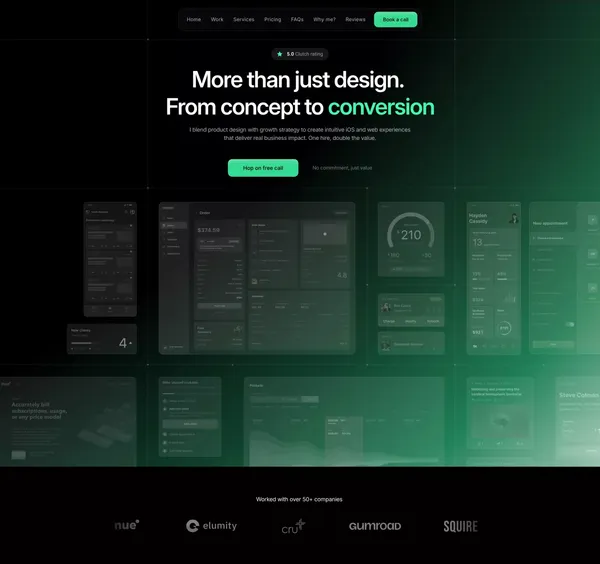 Robin Holesinsky | Product & Growth Designer - Landing design inspiration