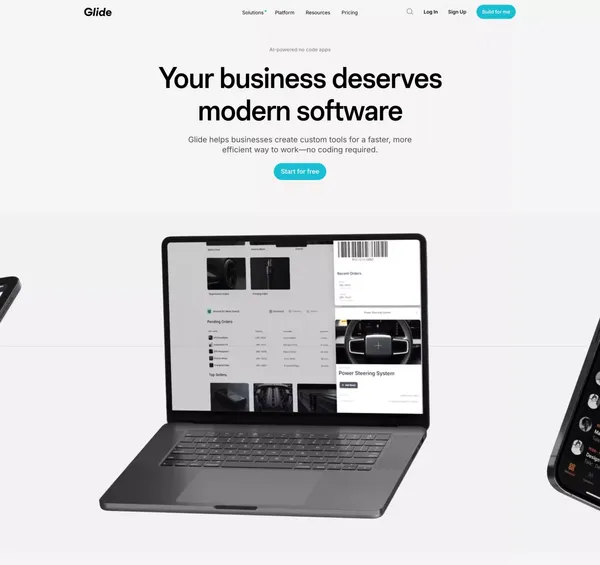 No Code App Builder: Create Custom, AI-Powered Apps | Glide - Landing design inspiration