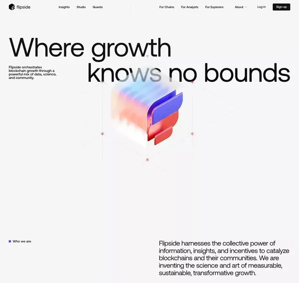 Flipside | Blockchain Growth Through Data Science - Landing design inspiration