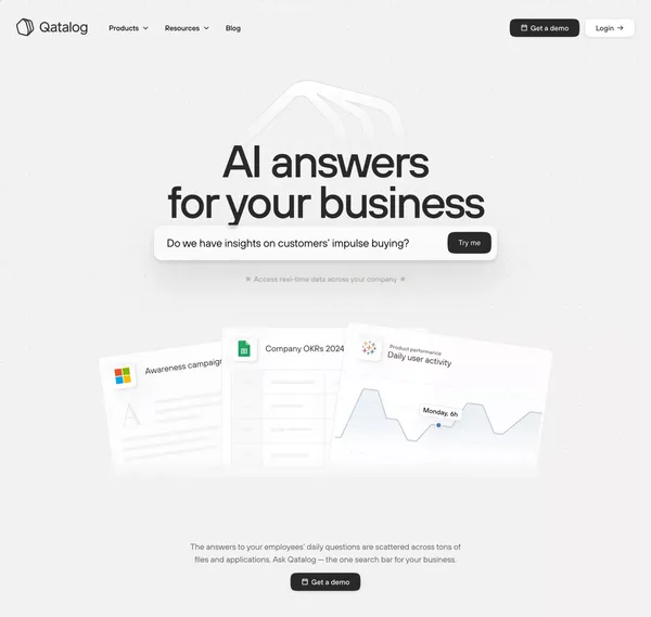 One search bar for your business | Qatalog - Landing design inspiration