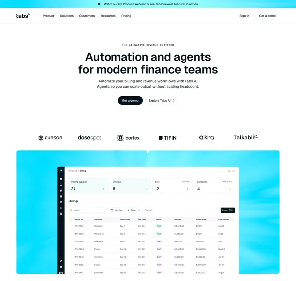Revenue Automation for B2B: Streamline with Tabs | Tabs - Landing design inspiration
