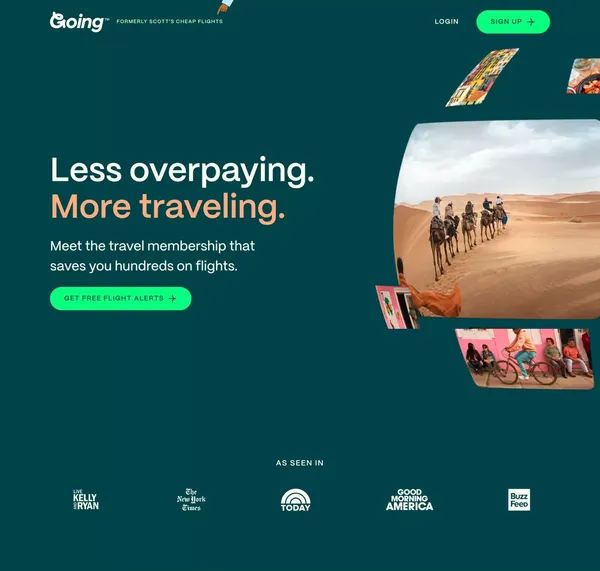 Going™ | Formerly Scott’s Cheap Flights - Landing design inspiration