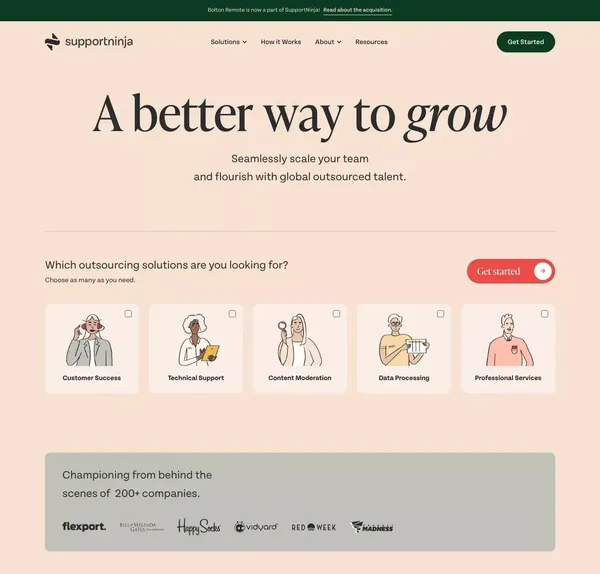 Seamless Outsourcing That Helps Companies Grow | SupportNinja - Landing design inspiration