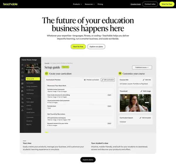Teachable — Build & Sell Courses, Coaching,  Memberships & More - Landing design inspiration