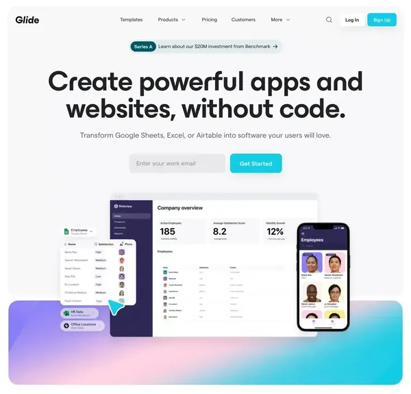 Glide – Create apps & websites without code. - Landing design inspiration