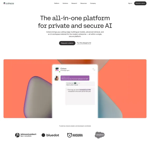 The World's Leading AI Platform for Enterprise | Cohere - Landing design inspiration