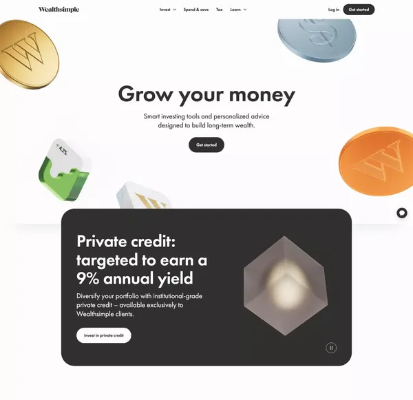 Wealthsimple: Investing, Regulated Crypto, Stocks & ETFs - Landing design inspiration