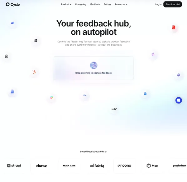 Cycle | Your feedback hub, on autopilot - Landing design inspiration
