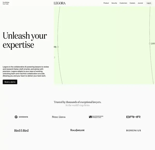Legora | Collaborative AI for lawyers - Landing design inspiration