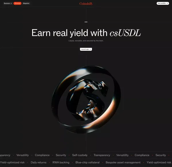 Personal | Coinshift - Landing design inspiration