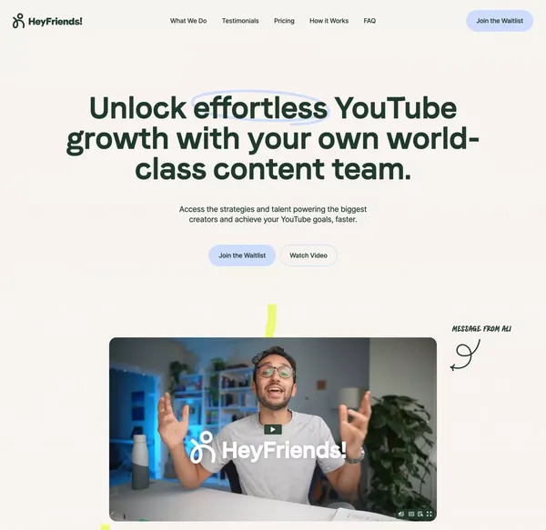 HeyFriends! | YouTube Growth, Video Editing, Thumbnail Design, and Strategy - Landing design inspiration