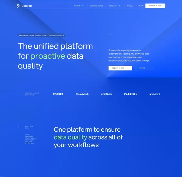 Proactive Data Quality Platform | Datafold - Landing design inspiration
