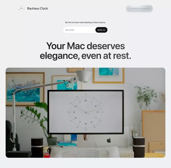 Bauhaus Clock - Elegant Timepiece Screensaver for macOS - Landing design inspiration