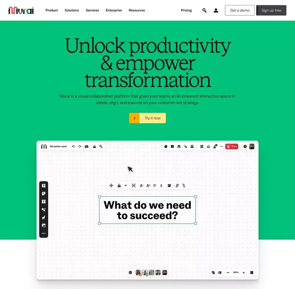 Work better together with Mural's visual work platform | Mural - Landing design inspiration